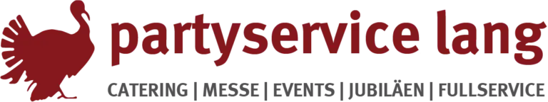 Wort und Bildmarke mit Slogan von Partyservice Lang